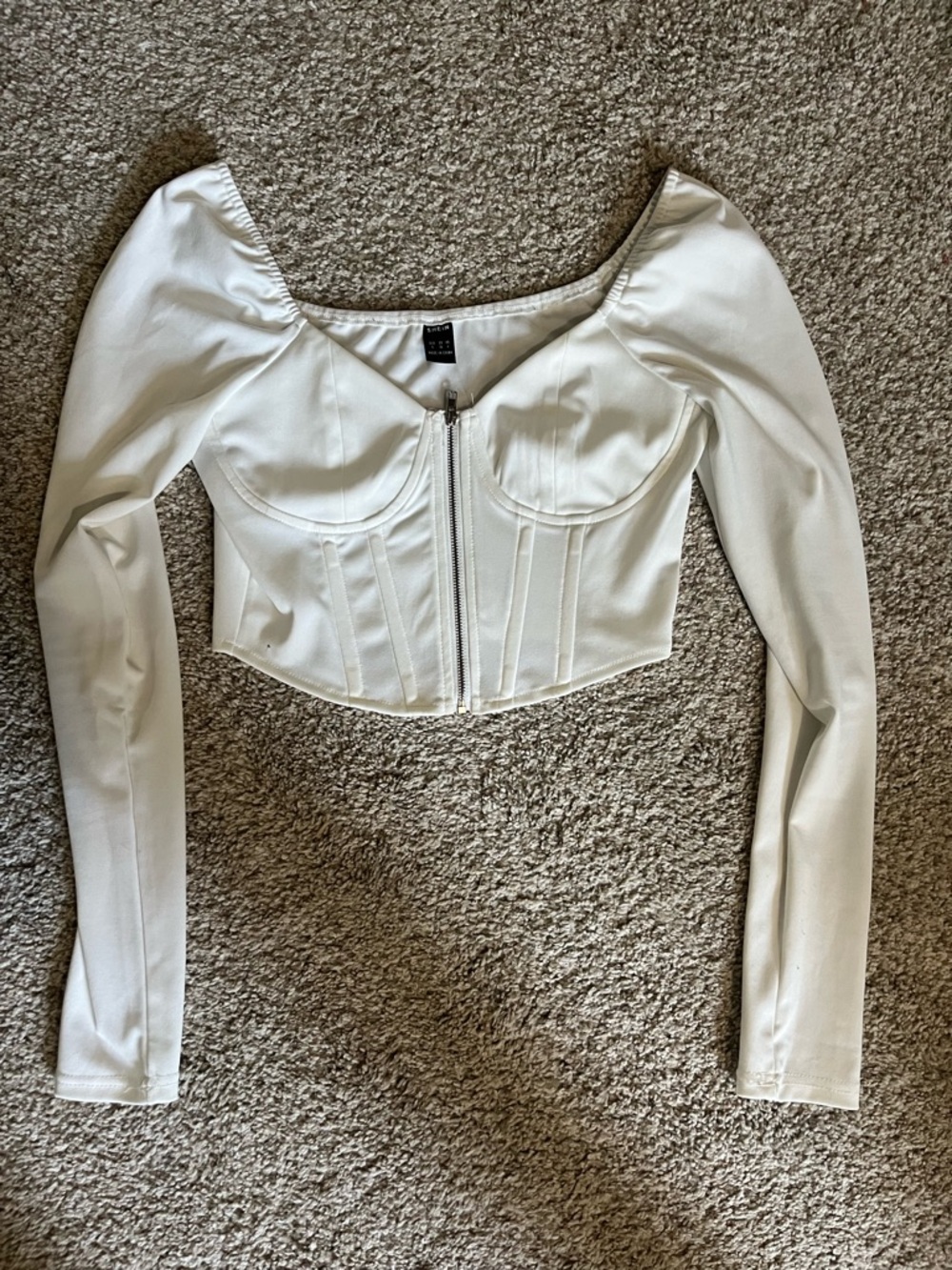 White Long-Sleeve Corset Top